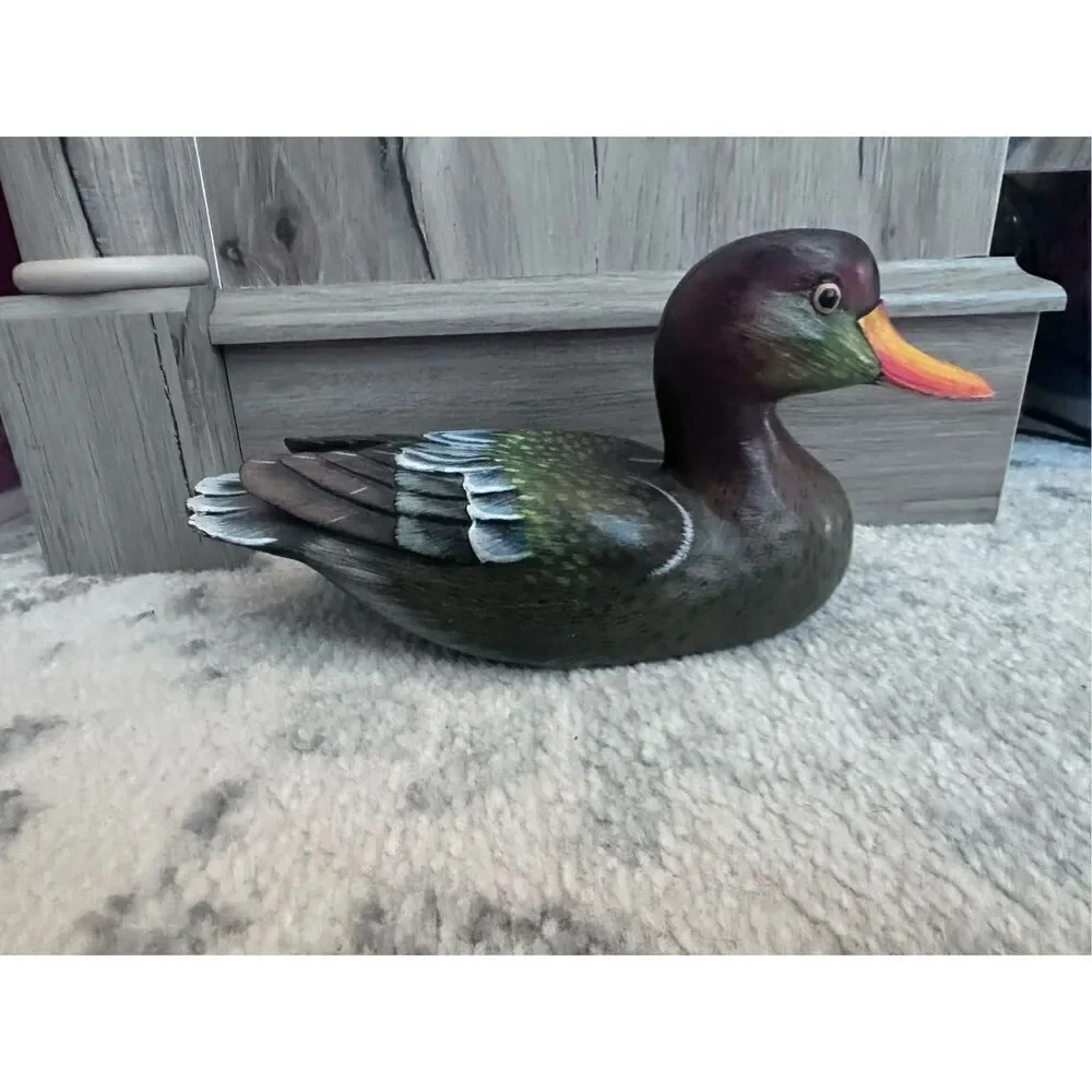 Vintage Handpainted Wooden Carbed Decoy Decor